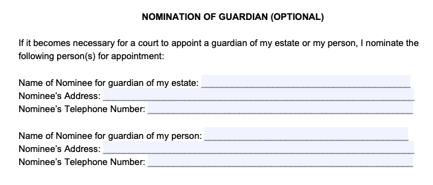 Nominating a guardian (POA) Filling Out a Power of Attorney Form Step 3: Nominate a Guardian