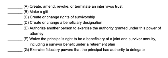 Granting specific authority (POA) Filling Out a Power of Attorney Form Step 2: Grant Specific Authority